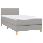 vidaXL Pat cu arcuri, saltea și LED, gri deschis, 90x200 cm, textil vidaXL Pat cu arcuri, saltea și LED, gri deschis, 90x200 cm, textil