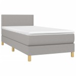 vidaXL Pat cu arcuri, saltea și LED, gri deschis, 100x200 cm, textil