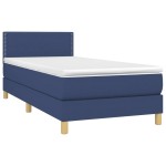 vidaXL Pat cu arcuri, saltea și LED, albastru, 120x200 cm, textil vidaXL Pat cu arcuri, saltea și LED, albastru, 120x200 cm, textil