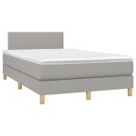 vidaXL Pat cu arcuri, saltea și LED, gri deschis, 120x200 cm, textil