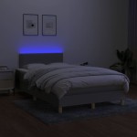 vidaXL Pat cu arcuri, saltea și LED, gri deschis, 120x200 cm, textil