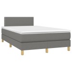 vidaXL Pat cu arcuri, saltea și LED, gri închis, 120x200 cm, textil