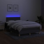 vidaXL Pat cu arcuri, saltea și LED, gri închis, 120x200 cm, textil
