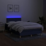 vidaXL Pat cu arcuri, saltea și LED, albastru, 120x200 cm, textil vidaXL Pat cu arcuri, saltea și LED, albastru, 120x200 cm, textil