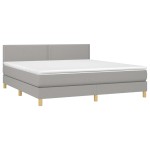 vidaXL Pat cu arcuri, saltea și LED, gri deschis, 180x200 cm, textil