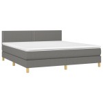 vidaXL Pat cu arcuri, saltea și LED, gri închis, 180x200 cm, textil