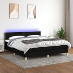 vidaXL Pat cu arcuri, saltea și LED, negru, 180x200 cm, textil vidaXL Pat cu arcuri, saltea și LED, negru, 180x200 cm, textil