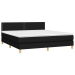 vidaXL Pat cu arcuri, saltea și LED, negru, 180x200 cm, textil vidaXL Pat cu arcuri, saltea și LED, negru, 180x200 cm, textil