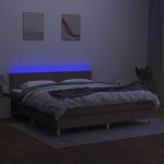 vidaXL Pat cu arcuri, saltea și LED, gri taupe, 180x200 cm, textil