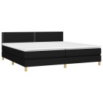 vidaXL Pat cu arcuri, saltea și LED, negru, 200x200 cm, textil