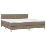 vidaXL Pat cu arcuri, saltea și LED, gri taupe, 200x200 cm, textil