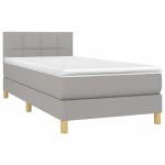 vidaXL Pat cu arcuri, saltea și LED, gri deschis, 80x200 cm, textil