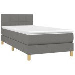 vidaXL Pat cu arcuri, saltea și LED, gri închis, 90x190 cm, textil