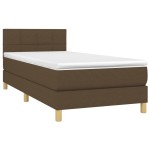 vidaXL Pat cu arcuri, saltea și LED, maro închis, 90x190 cm, textil