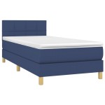vidaXL Pat cu arcuri, saltea și LED, albastru, 90x190 cm, textil