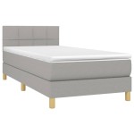 vidaXL Pat cu arcuri, saltea și LED, gri deschis, 90x200 cm, textil vidaXL Pat cu arcuri, saltea și LED, gri deschis, 90x200 cm, textil