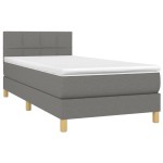 vidaXL Pat cu arcuri, saltea și LED, gri închis, 90x200 cm, textil