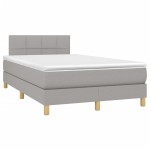 vidaXL Pat cu arcuri, saltea și LED, gri deschis, 120x200 cm, textil