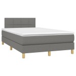 vidaXL Pat cu arcuri, saltea și LED, gri închis, 120x200 cm, textil
