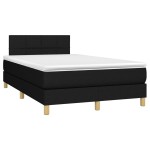vidaXL Pat cu arcuri, saltea și LED, negru, 120x200 cm, textil