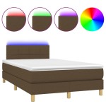 vidaXL Pat cu arcuri, saltea și LED, maro închis, 120x200 cm, textil vidaXL Pat cu arcuri, saltea și LED, maro închis, 120x200 cm, textil