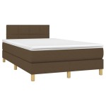 vidaXL Pat cu arcuri, saltea și LED, maro închis, 120x200 cm, textil vidaXL Pat cu arcuri, saltea și LED, maro închis, 120x200 cm, textil