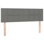 vidaXL Pat cu arcuri, saltea și LED, gri închis, 140x190 cm, textil