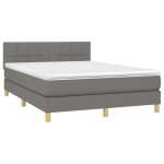 vidaXL Pat cu arcuri, saltea și LED, gri închis, 140x200 cm, textil vidaXL Pat cu arcuri, saltea și LED, gri închis, 140x200 cm, textil