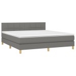 vidaXL Pat cu arcuri, saltea și LED, gri închis, 160x200 cm, textil vidaXL Pat cu arcuri, saltea și LED, gri închis, 160x200 cm, textil