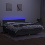 vidaXL Pat cu arcuri, saltea și LED, gri închis, 160x200 cm, textil vidaXL Pat cu arcuri, saltea și LED, gri închis, 160x200 cm, textil