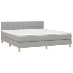 vidaXL Pat cu arcuri, saltea și LED, gri deschis, 180x200 cm, textil