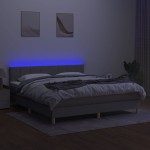 vidaXL Pat cu arcuri, saltea și LED, gri deschis, 180x200 cm, textil