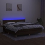 vidaXL Pat cu arcuri, saltea și LED, maro închis, 180x200 cm, textil