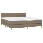 vidaXL Pat cu arcuri, saltea și LED, gri taupe, 180x200 cm, textil