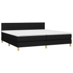 vidaXL Pat cu arcuri, saltea și LED, negru, 200x200 cm, textil