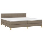 vidaXL Pat cu arcuri, saltea și LED, gri taupe, 200x200 cm, textil