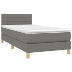 vidaXL Pat cu arcuri, saltea și LED, gri închis, 90x190 cm, textil