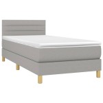 vidaXL Pat cu arcuri, saltea și LED, gri deschis, 90x200 cm, textil vidaXL Pat cu arcuri, saltea și LED, gri deschis, 90x200 cm, textil
