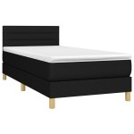 vidaXL Pat cu arcuri, saltea și LED, negru, 90x200 cm, textil