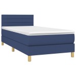 vidaXL Pat cu arcuri, saltea și LED, albastru, 90x200 cm, textil