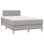 vidaXL Pat cu arcuri, saltea și LED, gri deschis, 120x200 cm, textil