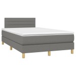 vidaXL Pat cu arcuri, saltea și LED, gri închis, 120x200 cm, textil