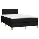 vidaXL Pat cu arcuri, saltea și LED, negru, 120x200 cm, textil
