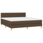 vidaXL Pat cu arcuri, saltea și LED, maro închis, 160x200 cm, textil vidaXL Pat cu arcuri, saltea și LED, maro închis, 160x200 cm, textil