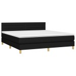 vidaXL Pat cu arcuri, saltea și LED, negru, 180x200 cm, textil