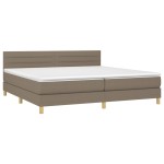 vidaXL Pat cu arcuri, saltea și LED, gri taupe, 200x200 cm, textil