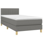 vidaXL Pat cu arcuri, saltea și LED, gri închis, 90x190 cm, textil