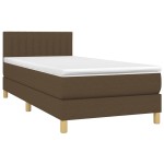 vidaXL Pat cu arcuri, saltea și LED, maro închis, 90x190 cm, textil