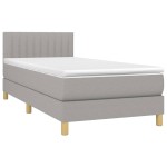 vidaXL Pat cu arcuri, saltea și LED, gri deschis, 90x200 cm, textil vidaXL Pat cu arcuri, saltea și LED, gri deschis, 90x200 cm, textil