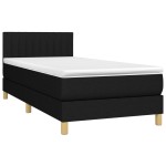 vidaXL Pat cu arcuri, saltea și LED, negru, 90x200 cm, textil